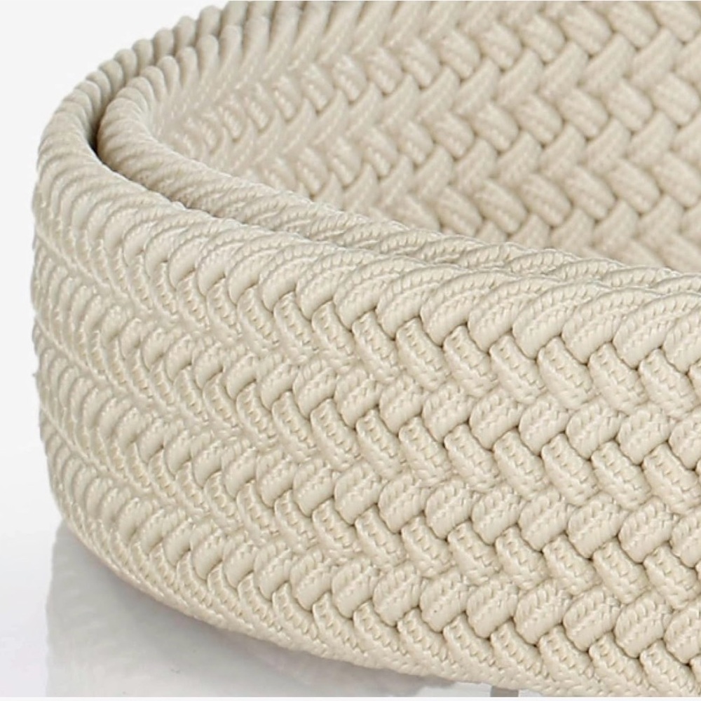 Men's Braided Elastic Canvas Belt - Beige/Off-White - Size XL - Picture 5 of 5